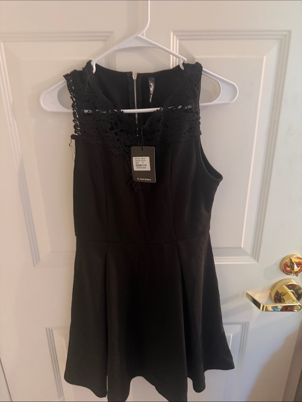 White Mark Black Lace Yoke Midi Dress